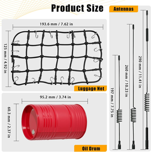 1/10 Simuliertes Kletterauto TRX4 + SCX10 Dekorationszubehör + Gepäcknetz + Kraftstofftank + Öltank + Antenne + Gepäcktasche + Schaufel - Product Image 2
