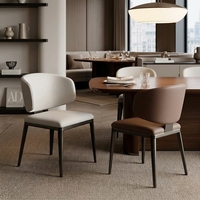 Chaises de salle à manger minimalistes avec cadre en fer et cuir huilé, dossier amovible et lavable, pour hôtels et cafés