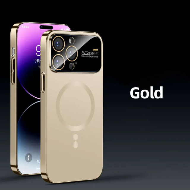 New Arrival metal matte Magnetic Wireless Charger with Lens Film Protective Phone Case for iPhone 15 Pro Max 14 Pro 13 12