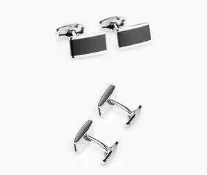 metal Manufacturer 3mm thickness stamped brass Cufflinks supply in pairs in individual clear lidded box or velvet bag