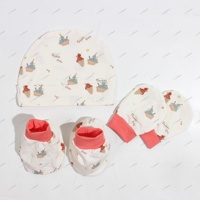 Lionbear - Conjunto de Gorro, Manoplas y Botitas para Bebé Recién Nacido, Unisex, 100% Algodón, Estampado a Rayas, Suave, Transpirable y Ecológico, de 0 a 6 Meses