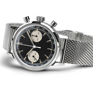 שעוני עור תצוגת כרונוגרף אנלוגי לגברים עם רצועת עור עגל ורצועת רשת מילאנו - Product Image 6