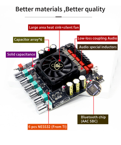 XY-HT21MAX Placa Amplificadora de Potencia Digital Bluetooth 2.1 Canales Mejorada TPA3223 con Ajuste de Sonido de Rango Completo - Product Image 4