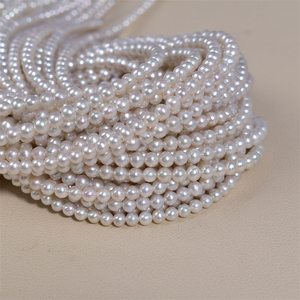 3-4mm AA lớp chất lượng tốt trắng hình tròn ngọc trai nước ngọt strands ngọc trai bán buôn đối với trang sức làm Khuyến mãi giá - Product Image 5