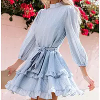 Женская Плиссированная Юбка До Колена, однотонная плиссированная юбка с высоким воротником и текстурированным поясом
