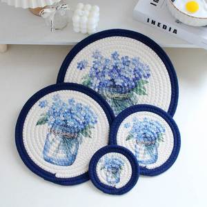 Modern Fabric <b>Plate</b> <b>Mat</b> American Retro Anti-Scald Tea Coaster Hand-Woven Hemp Rope Pot <b>Mat</b> with Heat Insulation for Export Trade - Product Image 3