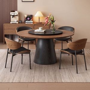 Set Tavolo da Pranzo in Legno Massello di Alta Qualità Stile Retrò Francese con Piano Girevole in Pietra Sinterizzata per Cucina e Sala da Pranzo - Product Image 5