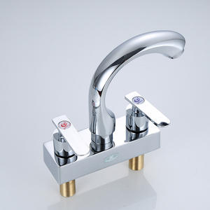 Robinet de lavabo carré à double ouverture, 2 poignées, valve en céramique, montage sur plan, robinet de cuisine moderne - Product Image 3