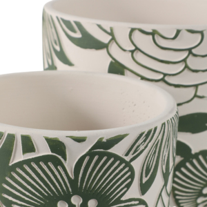 Macetas de Cerámica con Diseño Floral para Plantas de Interior y Exterior, Macetas Redondas de Cerámica Texturizada, Estilo Decorativo para Jardín - Product Image 5