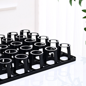 Plateau de culture pour 30 plantes succulentes, grille fixe pour pots carrés de 7x8 cm, en plastique noir et blanc - Product Image 4