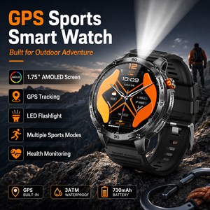 Reloj Inteligente Premium con Linterna para Hombre y Mujer, Pantalla AMOLED de 1.75 Pulgadas, Batería Grande de 730 mAh, Llamadas por Bluetooth, Reloj de Moda para Actividades al Aire Libre - Product Image 1