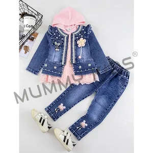 Kids Denim Jacket and jeans New design wholesale kids clothing girl's suit Best supplier baby jeans coat kids denim set fashion