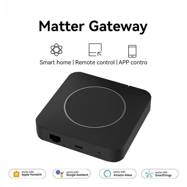 SIXWGH Tuya Matter Thread Zigbee Ethernet Gateway Wired Zigbee Smart Home Hub Type C LAN Remote Control for Apple Google Alexa