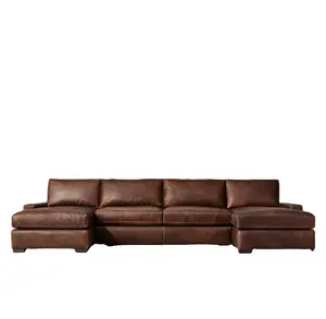 ¿Descansando? Chaise-sofás clásicos de cuero para sala de estar, mobiliario seccional U, componentes