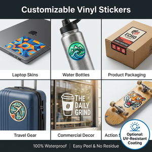 Pegatina Promocional Personalizada de Doble Cara, Diseño con <span class=keywords><strong>Descuento</strong></span> en la Parte Delantera, Código QR en la Parte Trasera, Calcomanía para Redes Sociales para Campañas de Marketing Minorista - Product Image 3