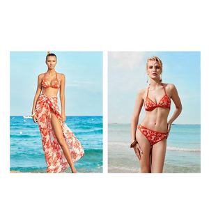 Fashion Printed Long Cover up Beachwear Swimwear Bikini Flowy 3 Piece <strong>Beach</strong> Dress - Product Image 5