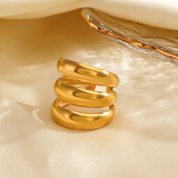 Cincin Baja Anti Karat Gaya Instagram, Mode Eropa dan Amerika, Lapisan Emas 18K, Sederhana dan Populer untuk Wanita