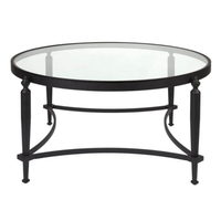 Table basse ronde en verre Jak avec pieds en acier inoxydable nickelé poli pour un mobilier de salon de luxe