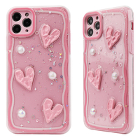 Offres Spéciales forros para celular Silicone PC fundas pour iphone coque de téléphone de luxe coeur perle décoration carcasas proitector