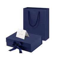 Emballage de boîte de papier rigide de cadeau de demoiselle d'honneur de fermeture magnétique de luxe noire pliable d'impression personnalisée pour vêtement de sac à main