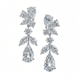 Boucles d'oreilles en or blanc avec diamants taille poire, couleur D naturelle, certifiées GIA, bijoux de luxe pour mariage, pour femme - Product Image 1