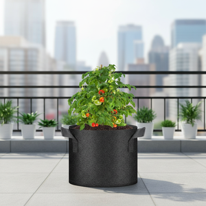 Pot en tissu multi-usages de 10 gallons en fibres végétales robustes avec poignées pour l'aération des racines - Product Image 2