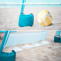 Tenda Peneduh Pantai Halaman Portabel Berbahan Poliester dengan Rangka Besi Stainless Steel Anti Angin, Mewah, Persegi, Pesanan Khusus Produsen