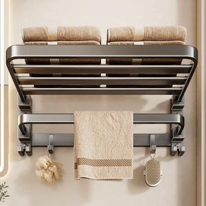 Toallero Plegable Blue Vine de 4 Barras, Montado en Pared, de Aluminio, para Baño, con Ganchos para Toallas y Accesorios - Product Image 1