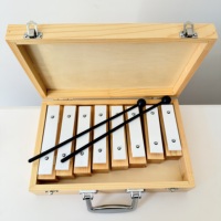 Wooden Box 8-Key Metal Xylophone Glockenspiel for Orff School Teaching & Kids Learning