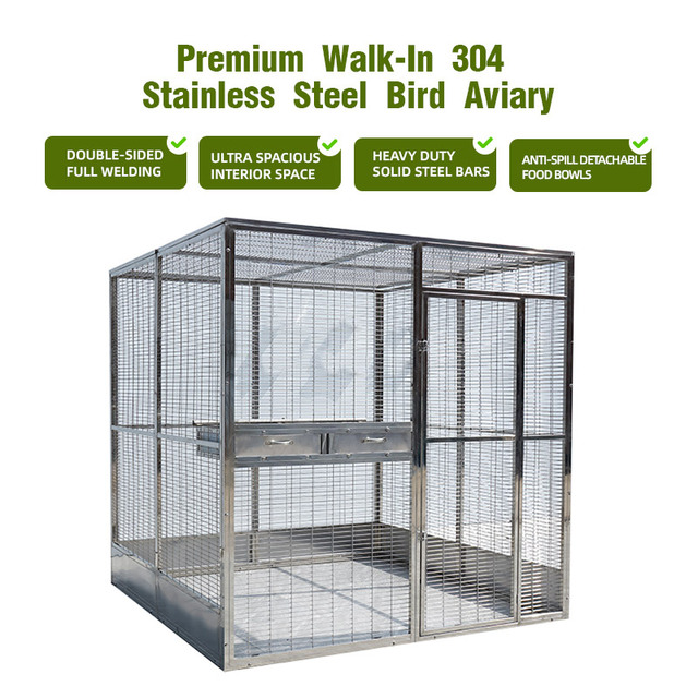 Luxury Outdoor Large Bird Cage for Macaws Parrots Raptors Professional Breeder Cagewalk in Bird Cage Stainless Steel Bird Aviary