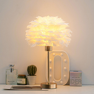 Bedroom Living Room Romantic Atmosphere <strong>Table</strong> Lamps Creative <strong>Art</strong> <strong>Deco</strong> Feather Lighting Shade Night Lights Home Decor <strong>Table</strong> Lamp - Product Image 3