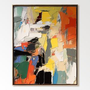 Peinture à l'huile texturée 3D abstraite artisanale encadrée sur toile, décoration murale pour l'esthétique moderne des bureaux et des halls d'accueil - Product Image 2