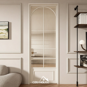 Porte in <span class=keywords><strong>Metallo</strong></span> e Vetro dal Design Minimalista in Stile Francese, Porta Interna ad Arco in Vetro per Bagno, Porta Interna in Alluminio e Vetro - Product Image 3