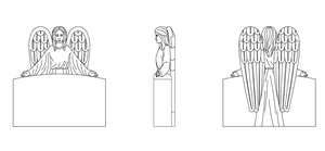 Lápida Conmemorativa de Granito Negro UNION Traditional con Ángel Guardián Pequeño, Altura 28 pulgadas - Product Image 6