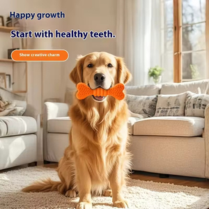 Best Selling Natural Rubber <b>Dog</b> Bone Toys Soft Teeth Cleaner Leaked Food Puzzle for Halloween Christmas Toy Feeder Manufacturer - Product Image 1