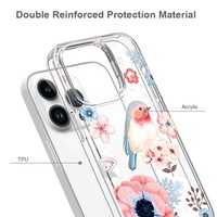 Convient pour iPhone 14 Pro max 6.7 pouces 2022 personnalisé impression UV Floral anit-yellow arrière transparent housse