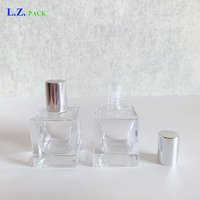 Flacon en verre à bille pour huile essentielle, diffuseur d'huile essentielle, logo personnalisé, unique, luxe, huile à lèvres, LZ Pack Stock 15 ml, carré transparent, vide, or, argent