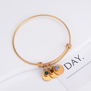 Dropshipping ปรับได้18K ชุบทองสแตนเลสจี้กำไลข้อมือคริสตัลวันเกิดเครื่องประดับแฟชั่นอินเทรนด์สำหรับ - Product Image 3