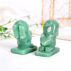 Sculptures en cristal de souris en aventurine verte, sculptures d'animaux en pierre naturelle pour la guérison, pour ornements de table, vente en gros - Product Image 5