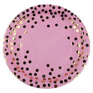 Assiettes, gobelets et serviettes jetables en papier avec estampage doré, <span class=keywords><strong>vaisselle</strong></span> de fête, fournitures de table - Product Image 2
