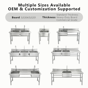 Mesa de Trabajo de Acero Inoxidable para Cocina Comercial, Fregadero Independiente para <span class=keywords><strong>Restaurante</strong></span> con Mesa de Preparación, Personalizable, Resistente - Product Image 4