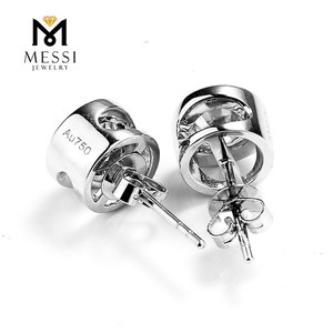 Pendientes Messi Jewelry MSE-013 de <span class=keywords><strong>oro</strong></span> <span class=keywords><strong>blanco</strong></span> de <span class=keywords><strong>14k</strong></span> y 18k con diamante moissanita de 1 quilate cultivado en laboratorio. - Product Image 3