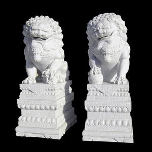中国風等身大白い大理石foo犬彫刻寺院ライオン像 - Product Image 6