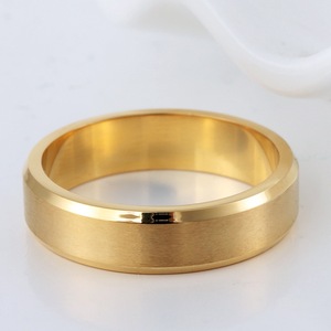 yunnique Men's Gold <b>Titanium</b> Steel <b>Ring</b> Matte Finish Wedding Band Geometric Design Fashion Jewelry - Product Image 3