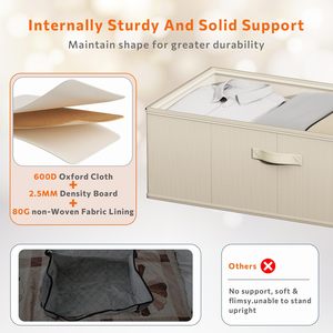 Conteneurs de rangement pliables robustes de 80 L pour sous le lit, sacs de rangement sous le lit pour vêtements, couvertures, pulls, chaussures, placard - Product Image 5