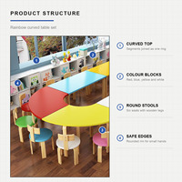 Table et chaises modulaires courbées en bois arc-en-ciel pour la maternelle, ensemble de meubles pour enfants Montessori, garderie, salle de classe
