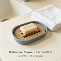 Support à Savon en Gros en Bambou avec Insert, Assiette à Savon Biodégradable en Amidon de Maïs, Porte-Savon Personnalisé avec Logo pour Hôtels et Commodités Hôtelières