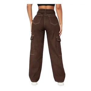 Breathable-<b>Stretch</b> Nylon Fabric Woven-Cargo Pant Black Solid-Color <b>Women's</b> Cargo <b>Women</b> Plus Size Pants <b>Trousers</b> - Product Image 6