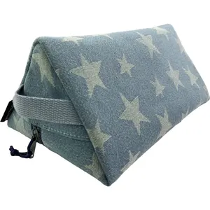 Custom nuova borsa per il trucco in cotone a forma di triangolo sacchetti cosmetici portatili per il trucco con cerniera sacchetti cosmetici