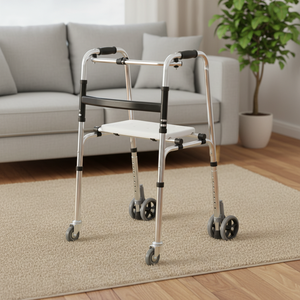 Déambulateur pliant portable avec siège, léger et réglable, aide à la marche médicale pour les personnes âgées et les utilisateurs handicapés - Product Image 4